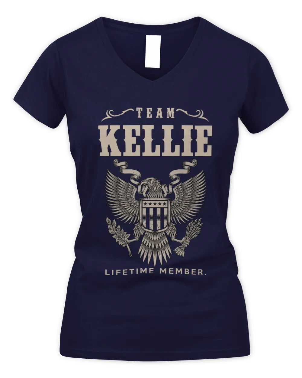 KELLIE TP06-K82 – Personalized Classic Style Apparel “Team NAME Lifetime Member” - Women's V-Neck T-Shirt - Navy