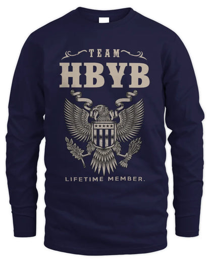 HBYB TP06-K82 – Personalized Classic Style Apparel “Team NAME Lifetime Member” - Men's Long Sleeved T-Shirt - Navy