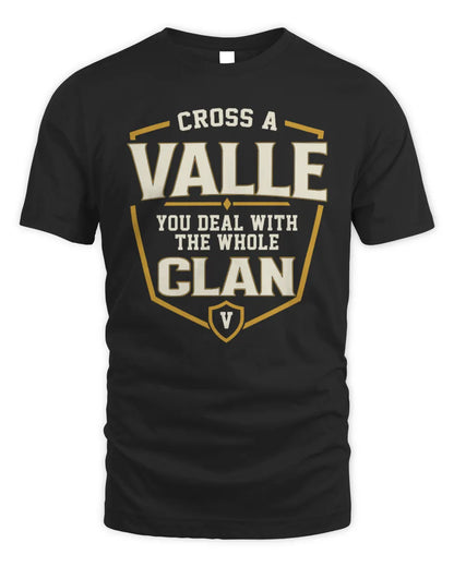 VALLE NT1-K008 Cross A/An NAME, You Deal With the Whole Clan | Personalized Vintage T-Shirt - Unisex Standard T-Shirt - Black