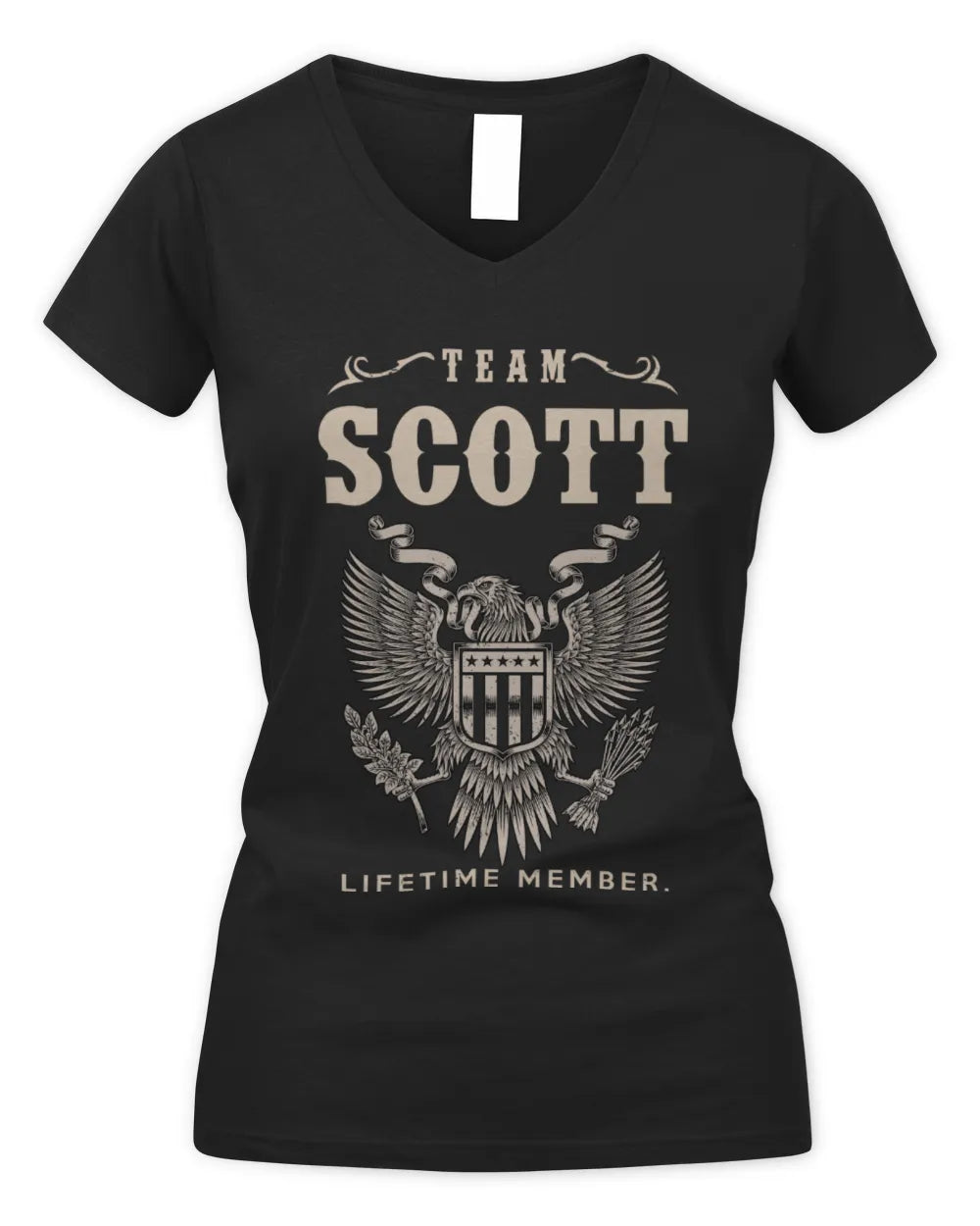 SCOTT TP06-K82 – Personalized Classic Style Apparel “Team NAME Lifetime Member” - Women's V-Neck T-Shirt - Black