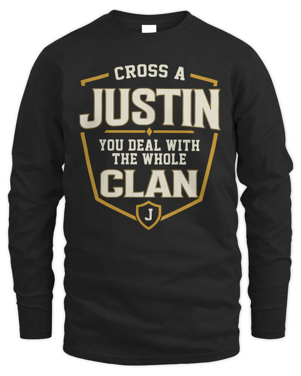 JUSTIN NT1-K008 Cross A/An NAME, You Deal With the Whole Clan | Personalized Vintage T-Shirt - Men's Long Sleeved T-Shirt - Black