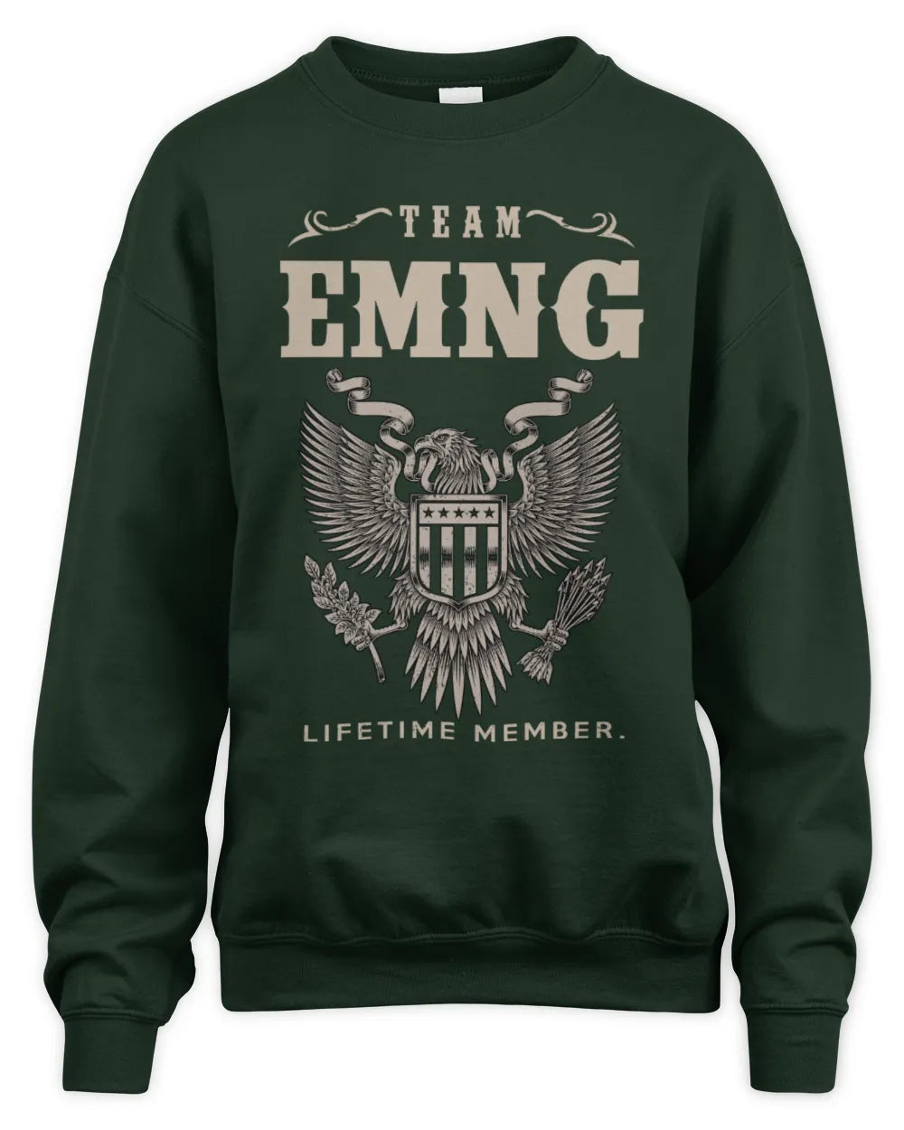 EMNG TP06-K82 – Personalized Classic Style Apparel “Team NAME Lifetime Member” - Unisex Sweatshirt - Forest Green