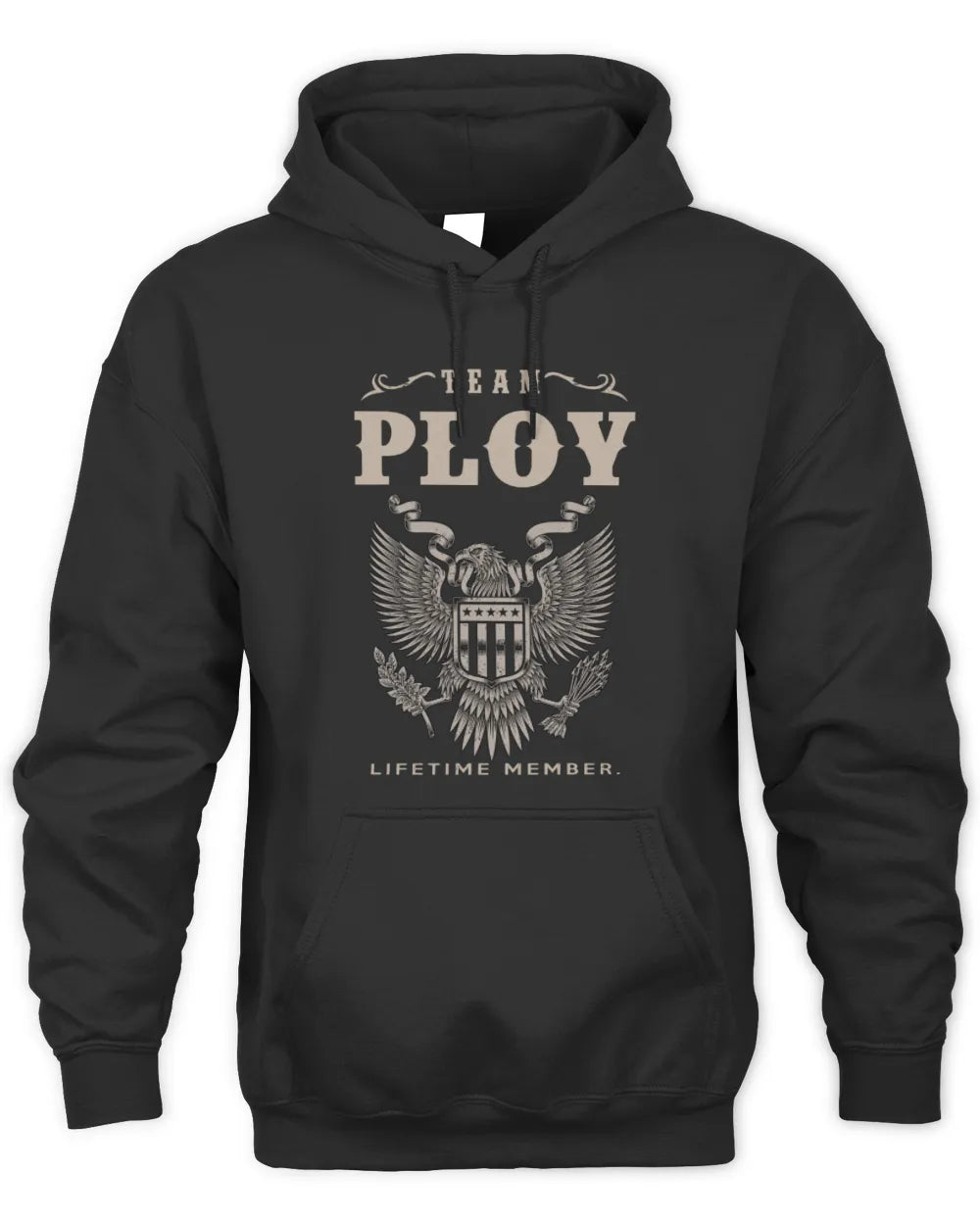 PLOY TP06-K82 – Personalized Classic Style Apparel “Team NAME Lifetime Member” - Unisex Hoodie - Black