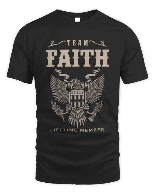 FAITH TP06-K82 – Personalized Classic Style Apparel “Team NAME Lifetime Member” - Unisex Standard T-Shirt - Black