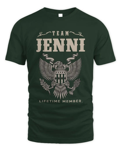 JENNI TP06-K82 – Personalized Classic Style Apparel “Team NAME Lifetime Member” - Unisex Standard T-Shirt - Forest Green
