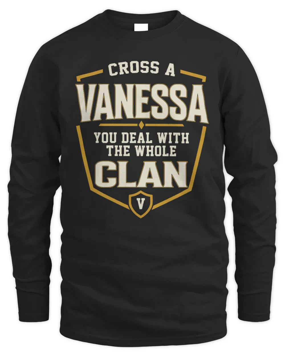 VANESSA NT1-K008 Cross A/An NAME, You Deal With the Whole Clan | Personalized Vintage T-Shirt - Men's Long Sleeved T-Shirt - Black