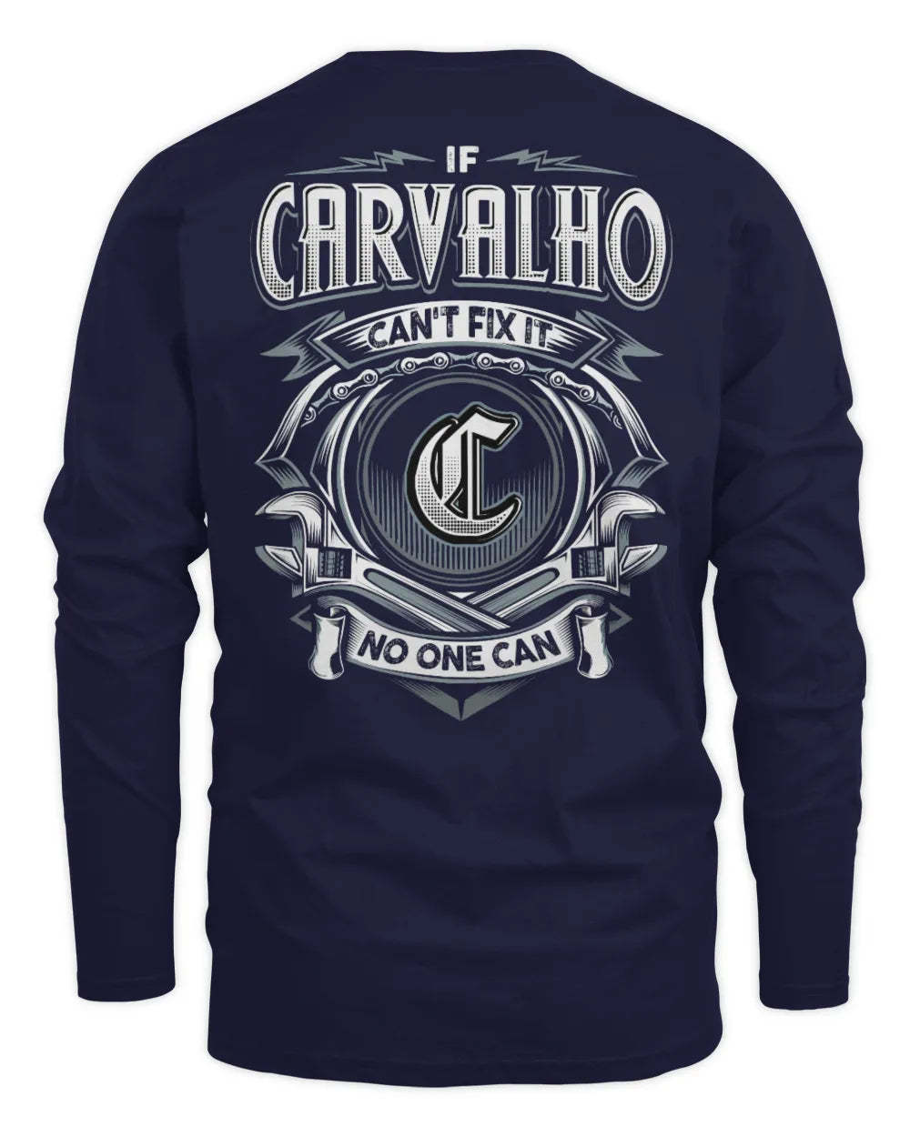 CARVALHO AP81-K4-626 - Personalized Ahmed Quote Apparel “If Ahmed Can't Fix It, No One Can” - Men's Long Sleeved T-Shirt - Navy