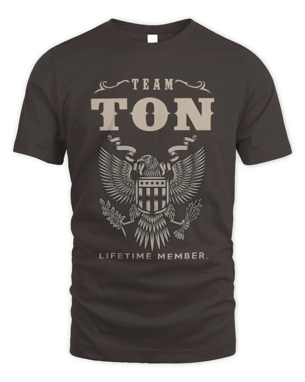 TON TP06-K82 – Personalized Classic Style Apparel “Team NAME Lifetime Member” - Unisex Standard T-Shirt - Dark Chocolate