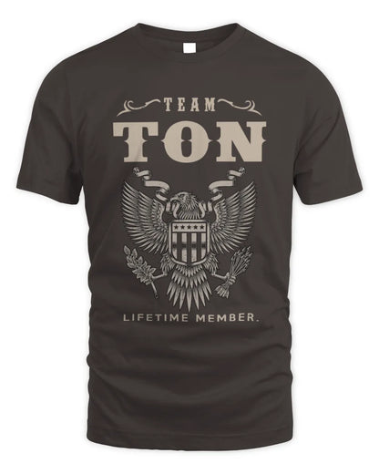 TON TP06-K82 – Personalized Classic Style Apparel “Team NAME Lifetime Member” - Unisex Standard T-Shirt - Dark Chocolate