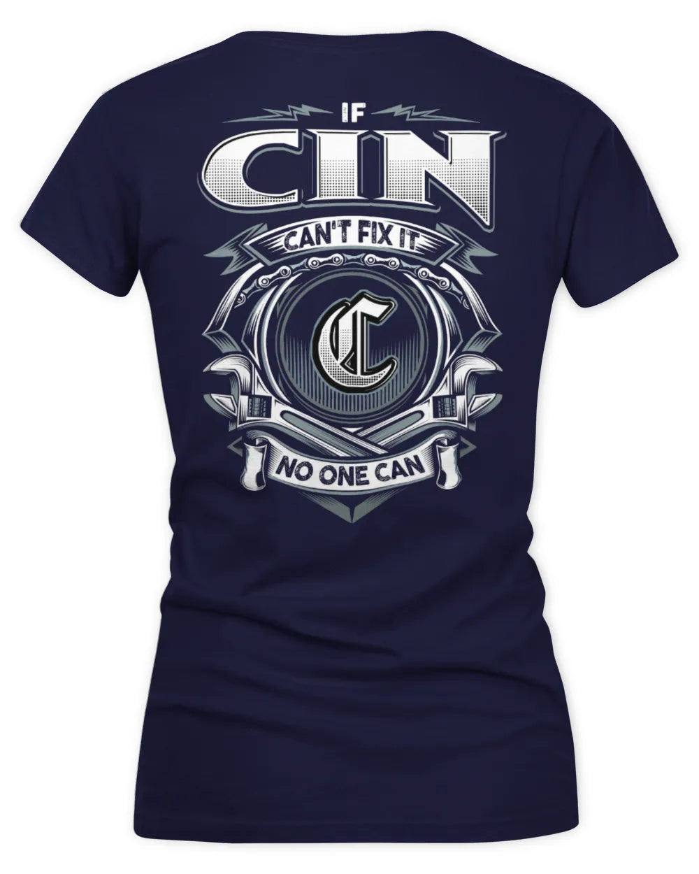 CIN AP81-K4-626 - Personalized Ahmed Quote Apparel “If Ahmed Can't Fix It, No One Can” - Women's V-Neck T-Shirt - Navy