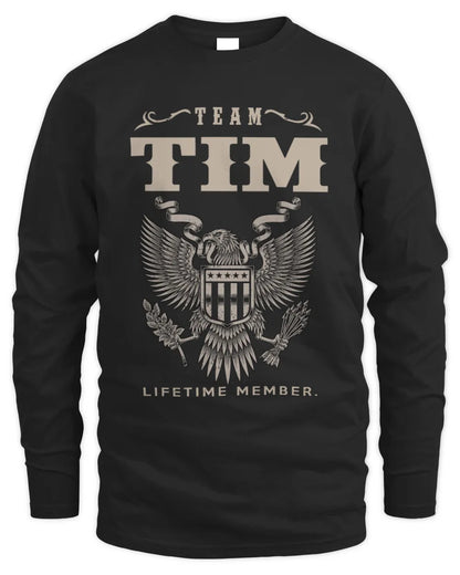 TIM TP06-K82 – Personalized Classic Style Apparel “Team NAME Lifetime Member” - Men's Long Sleeved T-Shirt - Black