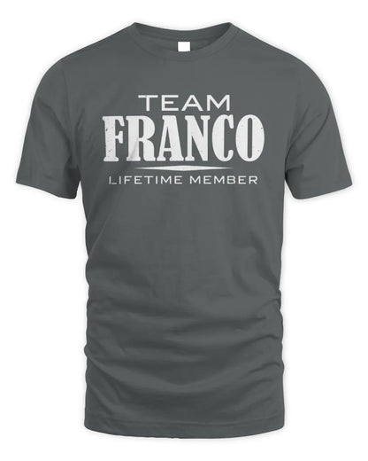 FRANCO BL62-K4-128 - Personalized “Team NAME Lifetime Member” - Unisex Standard T-Shirt - Charcoal