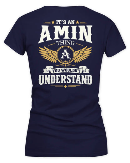 AMIN KT06-M008 It’s a [NAME] Thing – You Wouldn’t Understand | Personalized Vintage T-Shirt - Women's V-Neck T-Shirt - Navy