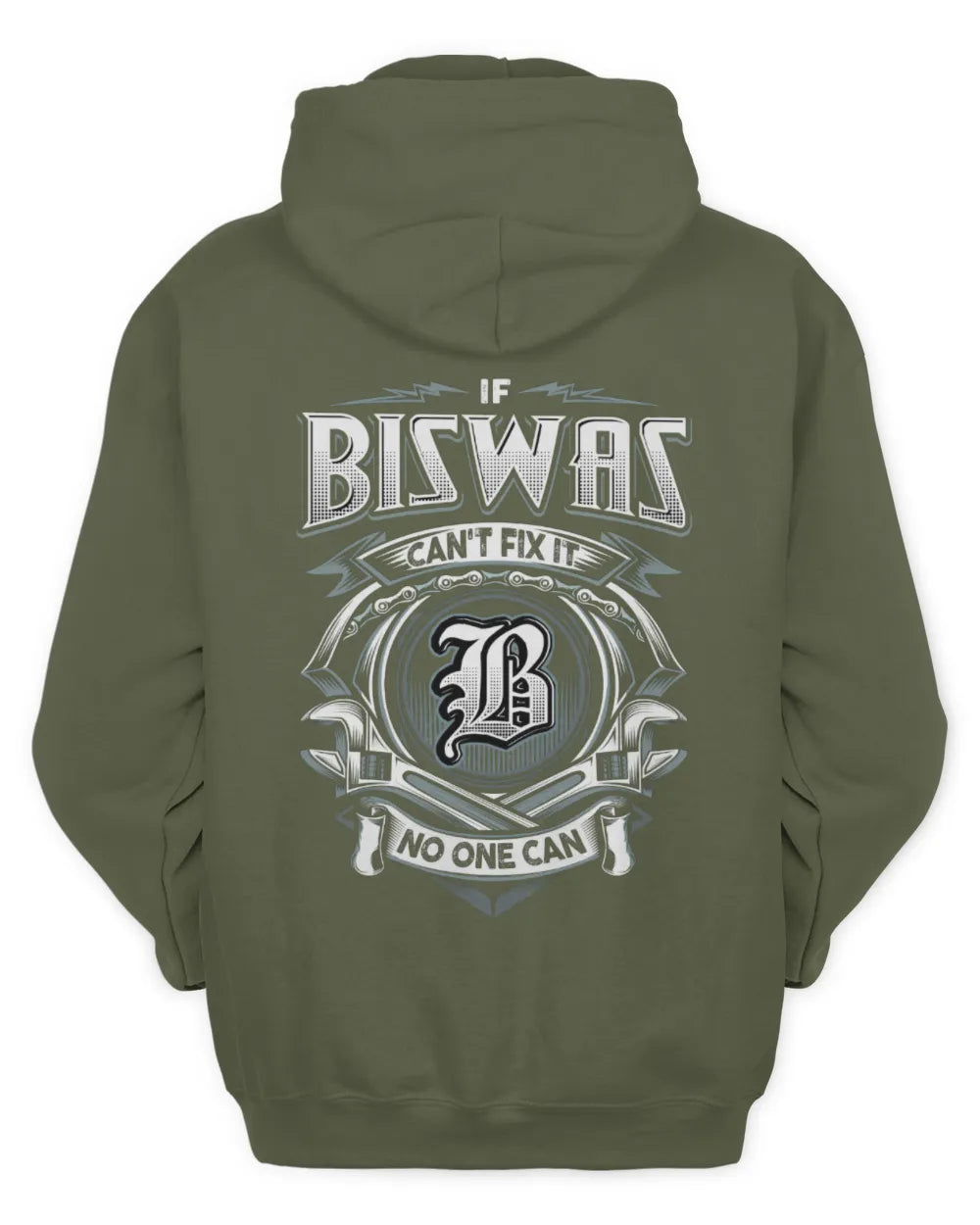 BISWAS AP81-K4-626 - Personalized Ahmed Quote Apparel “If Ahmed Can't Fix It, No One Can” - Unisex Hoodie - Military Green