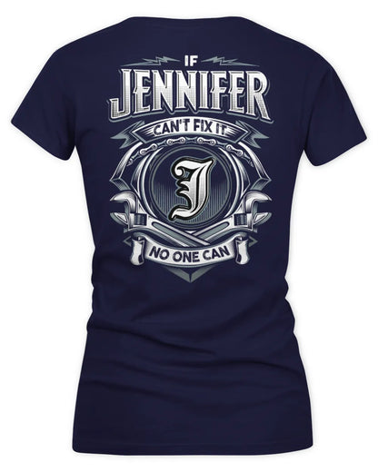 JENNIFER AP81-K4-626 - Personalized Ahmed Quote Apparel “If Ahmed Can't Fix It, No One Can” - Women's V-Neck T-Shirt - Navy