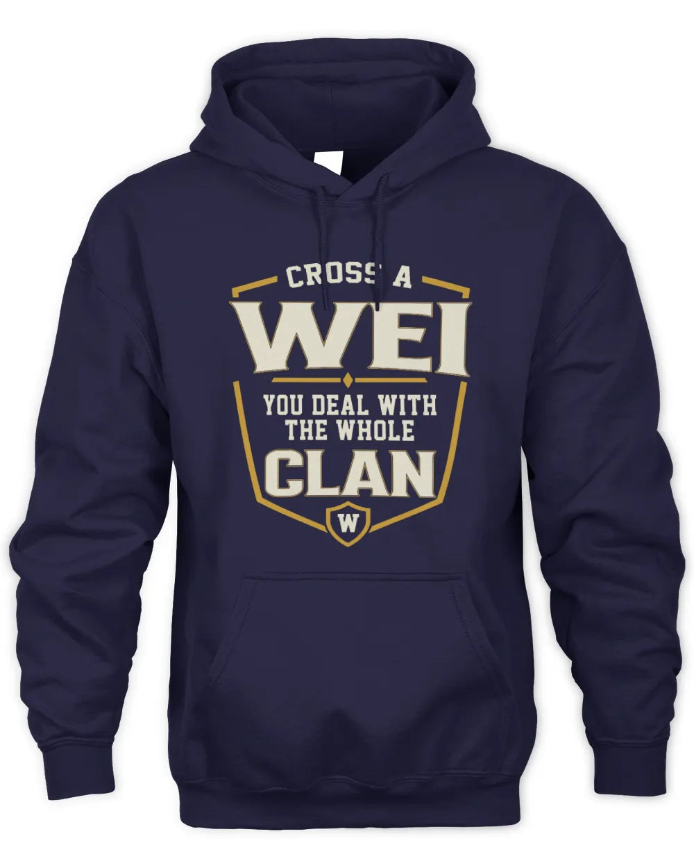 WEI NT1-K008 Cross A/An NAME, You Deal With the Whole Clan | Personalized Vintage T-Shirt - Unisex Hoodie - Navy