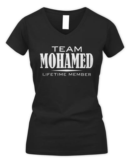 MOHAMED BL62-K4-128 - Personalized “Team NAME Lifetime Member” - Women's V-Neck T-Shirt - Black