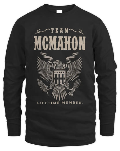 MCMAHON TP06-K82 – Personalized Classic Style Apparel “Team NAME Lifetime Member” - Men's Long Sleeved T-Shirt - Black