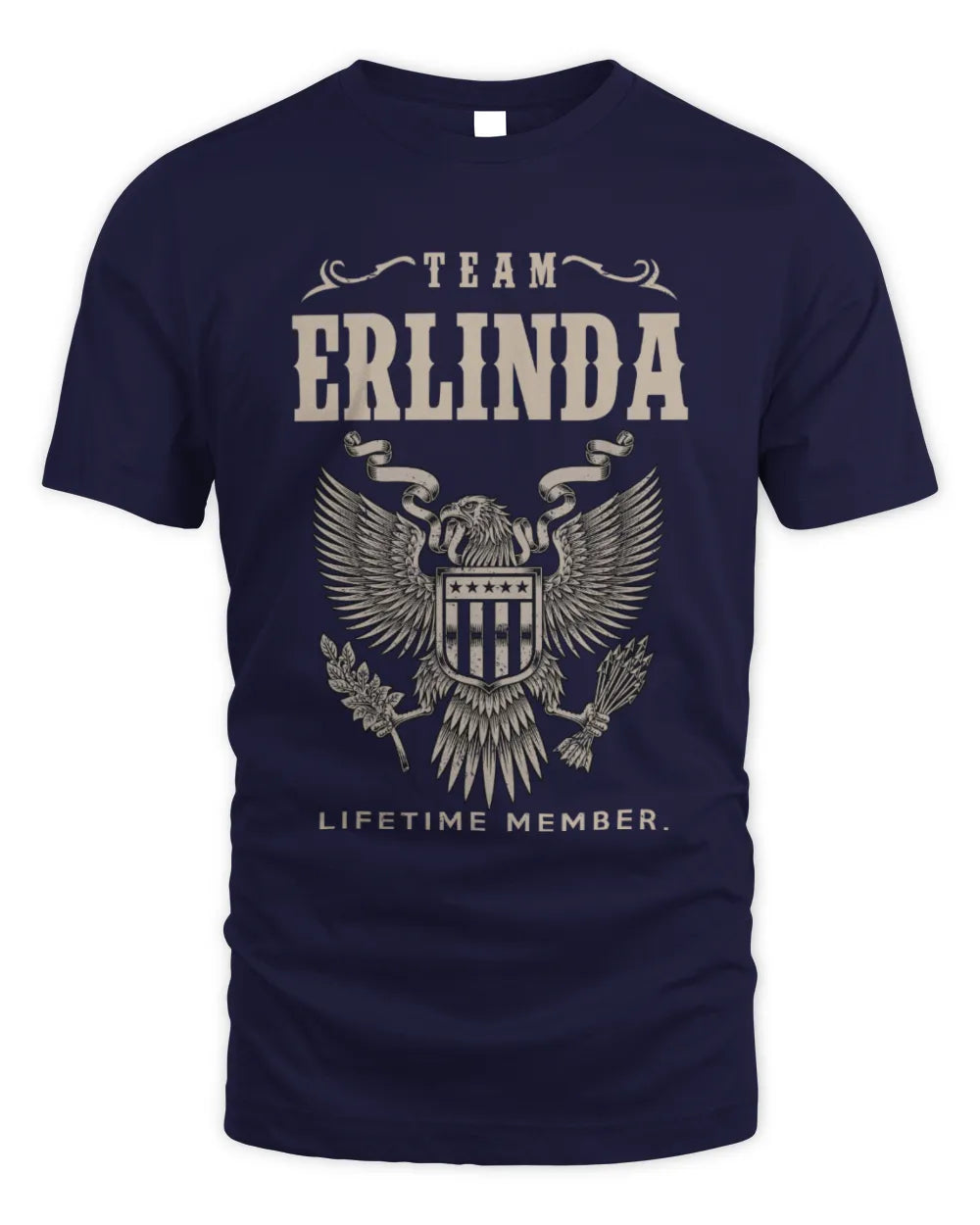 ERLINDA TP06-K82 – Personalized Classic Style Apparel “Team NAME Lifetime Member” - Unisex Standard T-Shirt - Navy