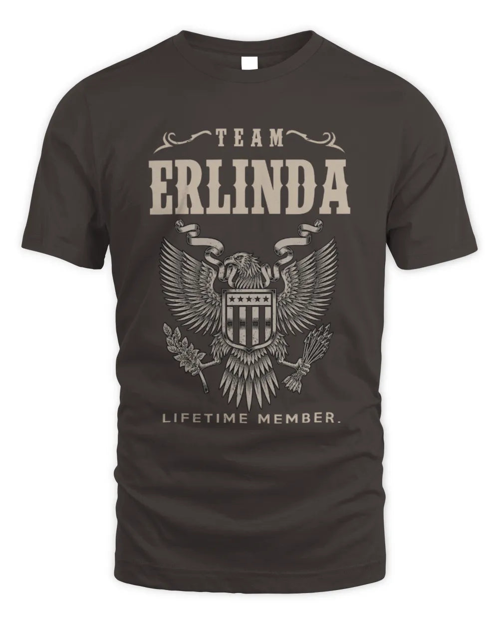 ERLINDA TP06-K82 – Personalized Classic Style Apparel “Team NAME Lifetime Member” - Unisex Standard T-Shirt - Dark Chocolate