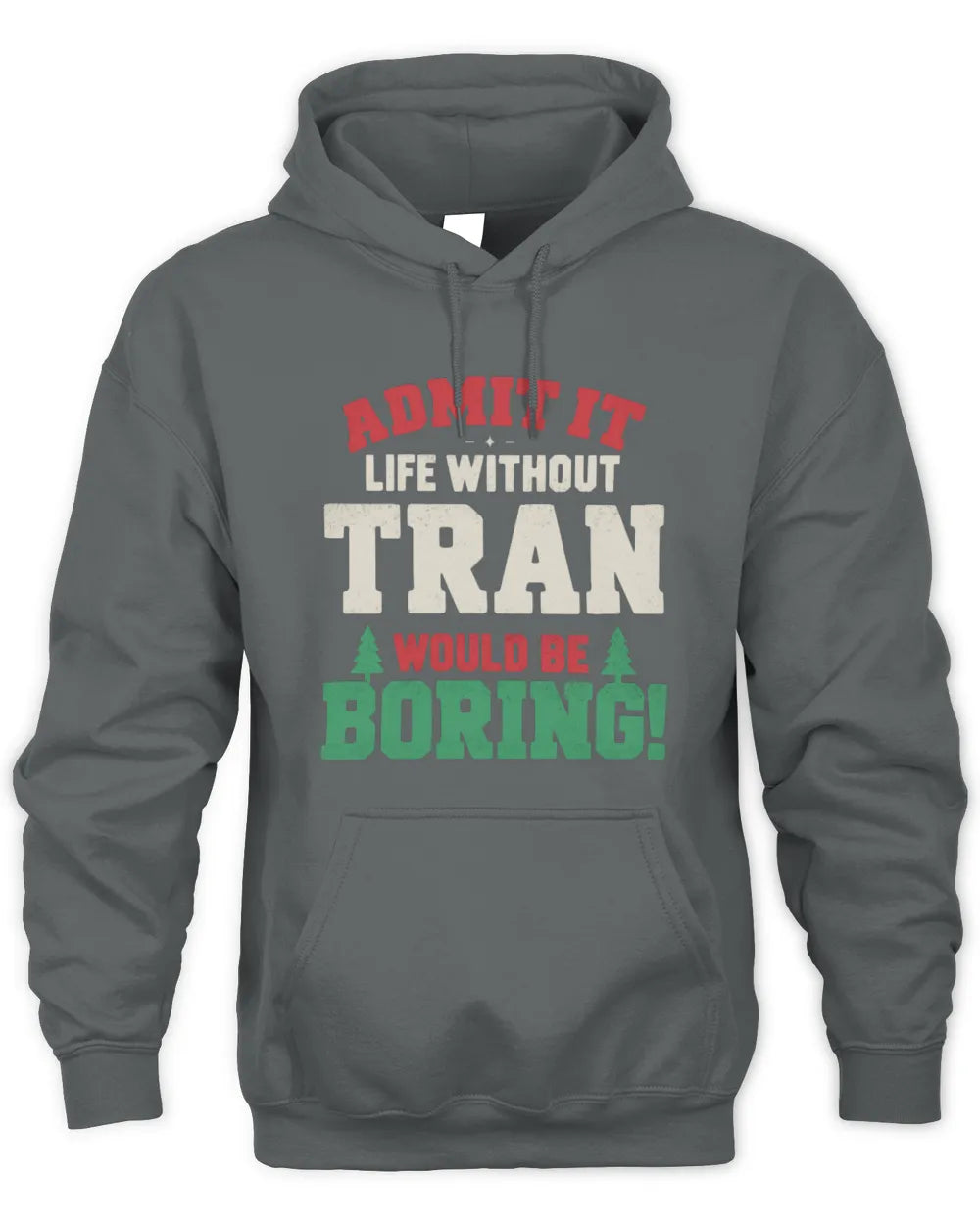 TRAN P5 TH08 Christmas T-Shirt – “Life Without NAME Would Be Boring” - Unisex Hoodie - Charcoal