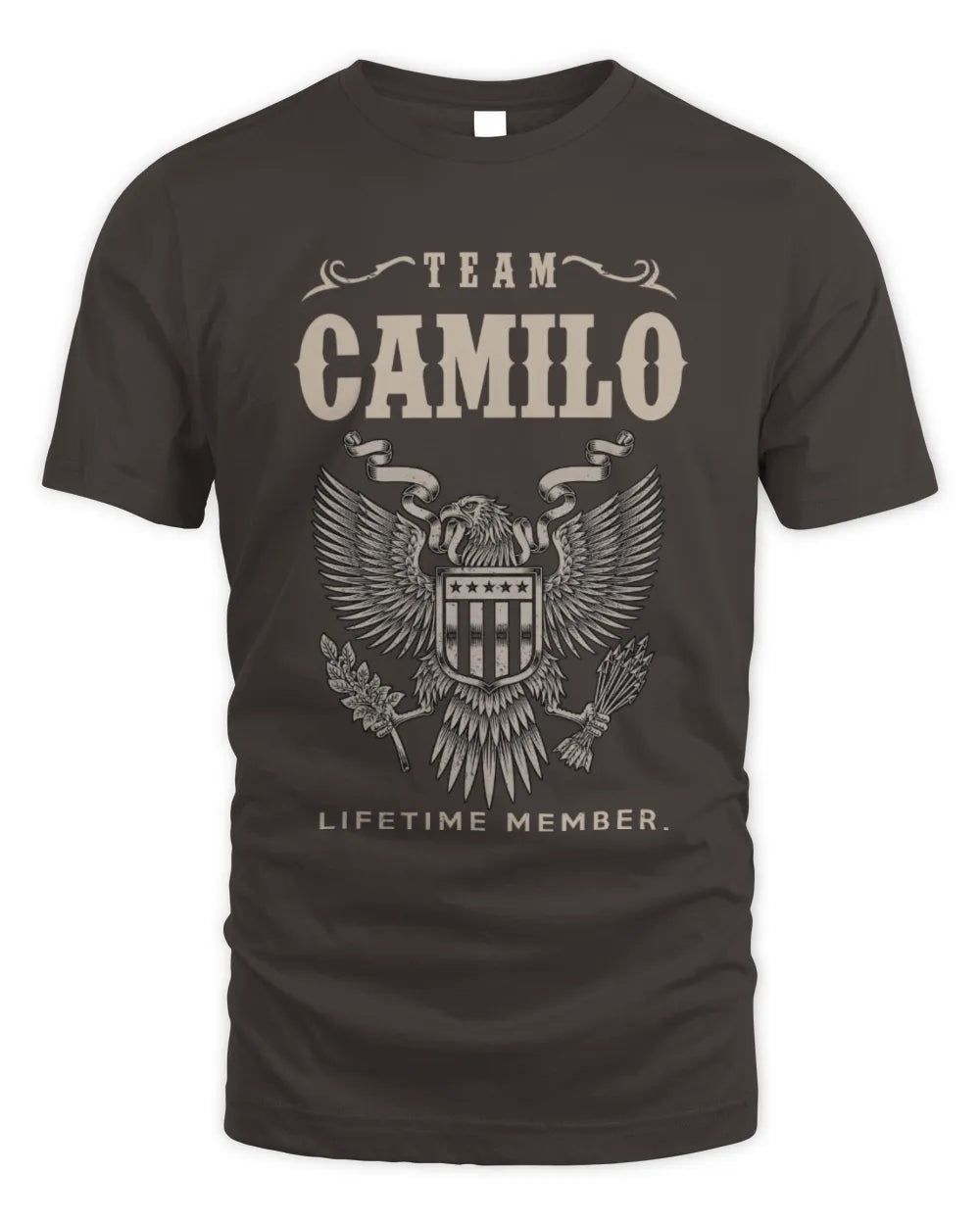 CAMILO TP06-K82 – Personalized Classic Style Apparel “Team NAME Lifetime Member” - Unisex Standard T-Shirt - Dark Chocolate