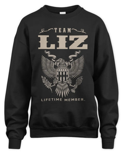 LIZ TP06-K82 – Personalized Classic Style Apparel “Team NAME Lifetime Member” - Unisex Sweatshirt - Black