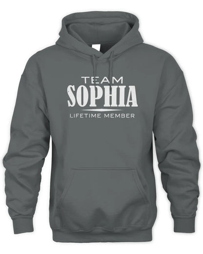 SOPHIA BL62-K4-128 - Personalized “Team NAME Lifetime Member” - Unisex Hoodie - Charcoal