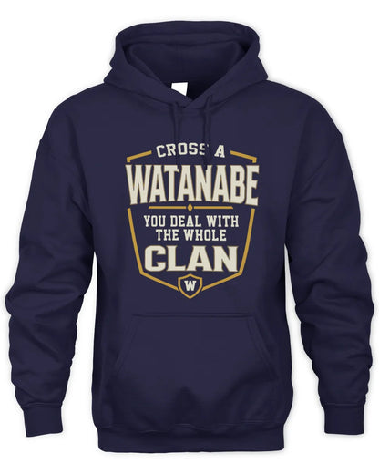 WATANABE NT1-K008 Cross A/An NAME, You Deal With the Whole Clan | Personalized Vintage T-Shirt - Unisex Hoodie - Navy