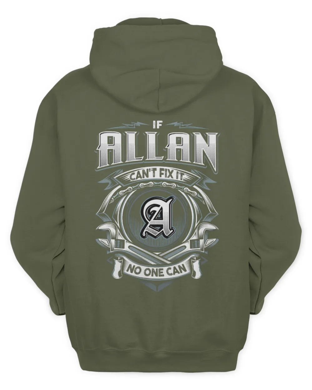 ALLAN AP81-K4-626 - Personalized Ahmed Quote Apparel “If Ahmed Can't Fix It, No One Can” - Unisex Hoodie - Military Green
