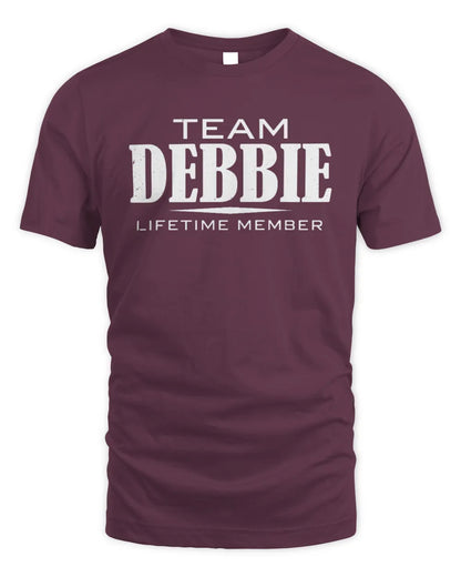 DEBBIE BL62-K4-128 - Personalized “Team NAME Lifetime Member” - Unisex Standard T-Shirt - Maroon