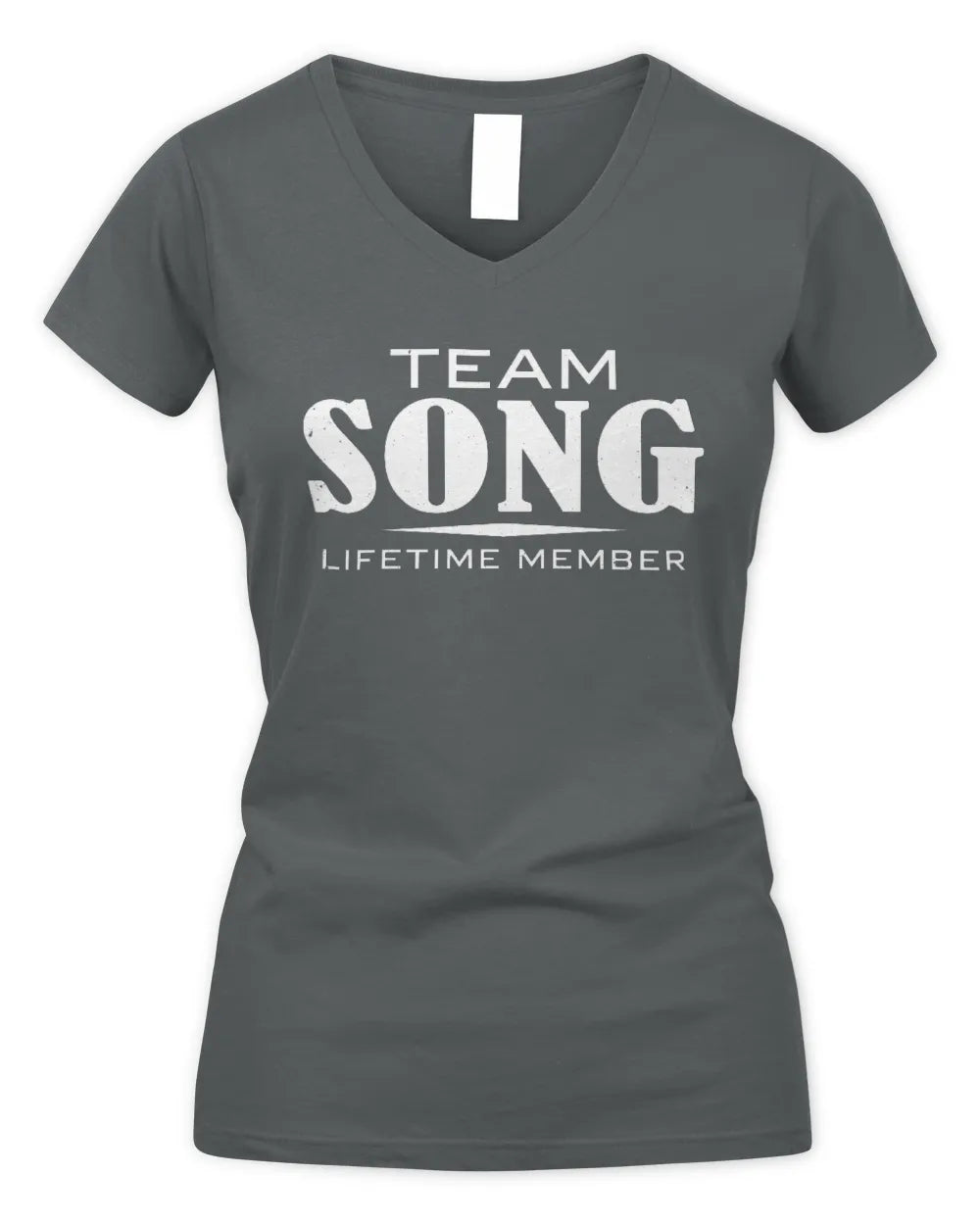 SONG BL62-K4-128 - Personalized “Team NAME Lifetime Member” - Women's V-Neck T-Shirt - Charcoal