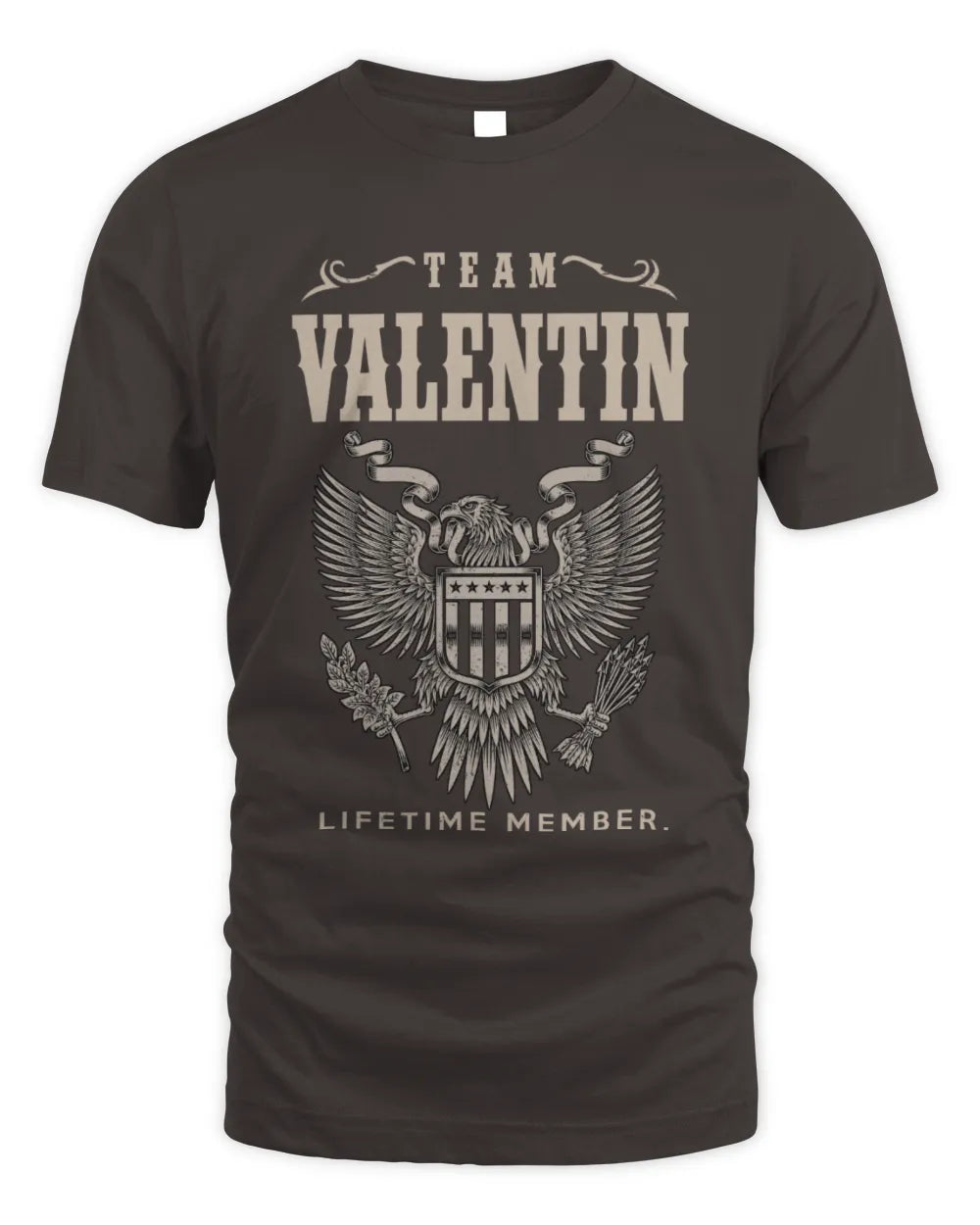 VALENTIN TP06-K82 – Personalized Classic Style Apparel “Team NAME Lifetime Member” - Unisex Standard T-Shirt - Dark Chocolate