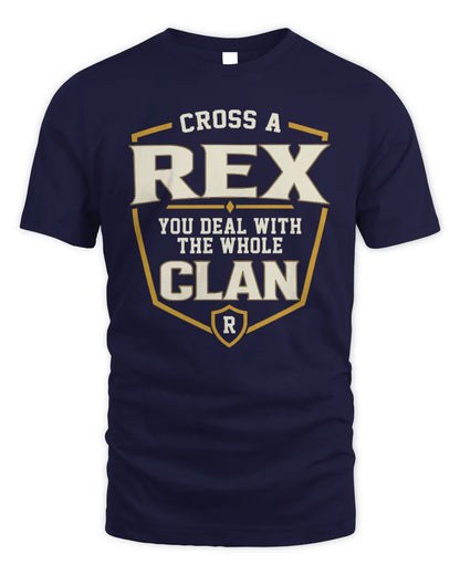REX NT1-K008 Cross A/An NAME, You Deal With the Whole Clan | Personalized Vintage T-Shirt - Unisex Standard T-Shirt - Navy