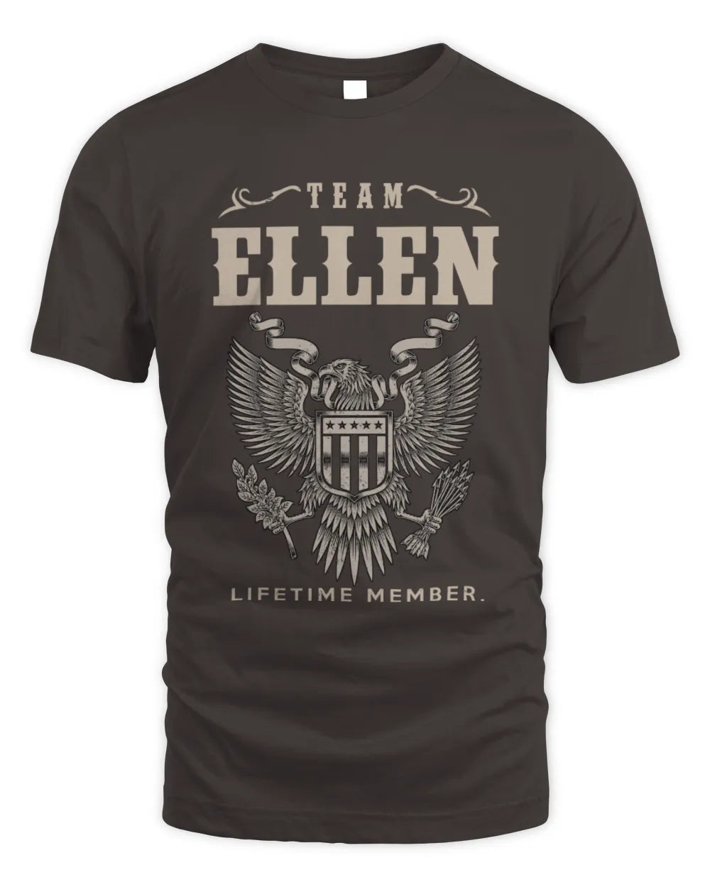 ELLEN TP06-K82 – Personalized Classic Style Apparel “Team NAME Lifetime Member” - Unisex Standard T-Shirt - Dark Chocolate