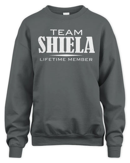 SHIELA BL62-K4-128 - Personalized “Team NAME Lifetime Member” - Unisex Sweatshirt - Charcoal