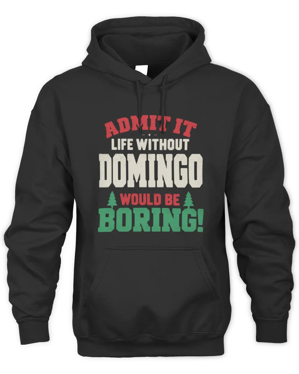DOMINGO P5 TH08 Christmas T-Shirt – “Life Without NAME Would Be Boring” - Unisex Hoodie - Black