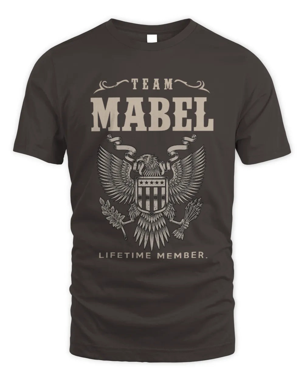 MABEL TP06-K82 – Personalized Classic Style Apparel “Team NAME Lifetime Member” - Unisex Standard T-Shirt - Dark Chocolate