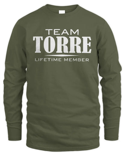 TORRE BL62-K4-128 - Personalized “Team NAME Lifetime Member” - Men's Long Sleeved T-Shirt - Military Green