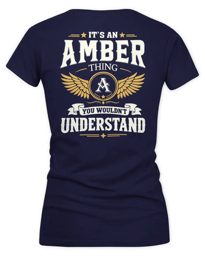 AMBER KT06-M008 It’s a [NAME] Thing – You Wouldn’t Understand | Personalized Vintage T-Shirt - Women's V-Neck T-Shirt - Navy
