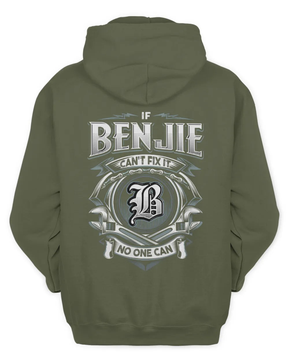 BENJIE AP81-K4-626 - Personalized Ahmed Quote Apparel “If Ahmed Can't Fix It, No One Can” - Unisex Hoodie - Military Green