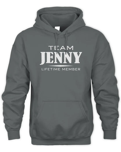 JENNY BL62-K4-128 - Personalized “Team NAME Lifetime Member” - Unisex Hoodie - Charcoal