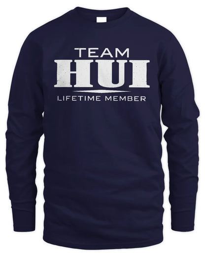 HUI BL62-K4-128 - Personalized “Team NAME Lifetime Member” - Men's Long Sleeved T-Shirt - Navy