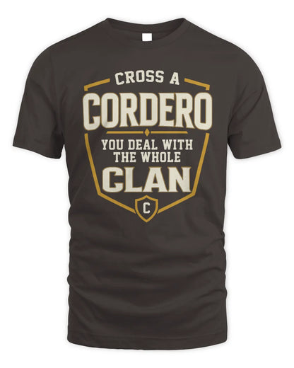 CORDERO NT1-K008 Cross A/An NAME, You Deal With the Whole Clan | Personalized Vintage T-Shirt - Unisex Standard T-Shirt - Dark Chocolate