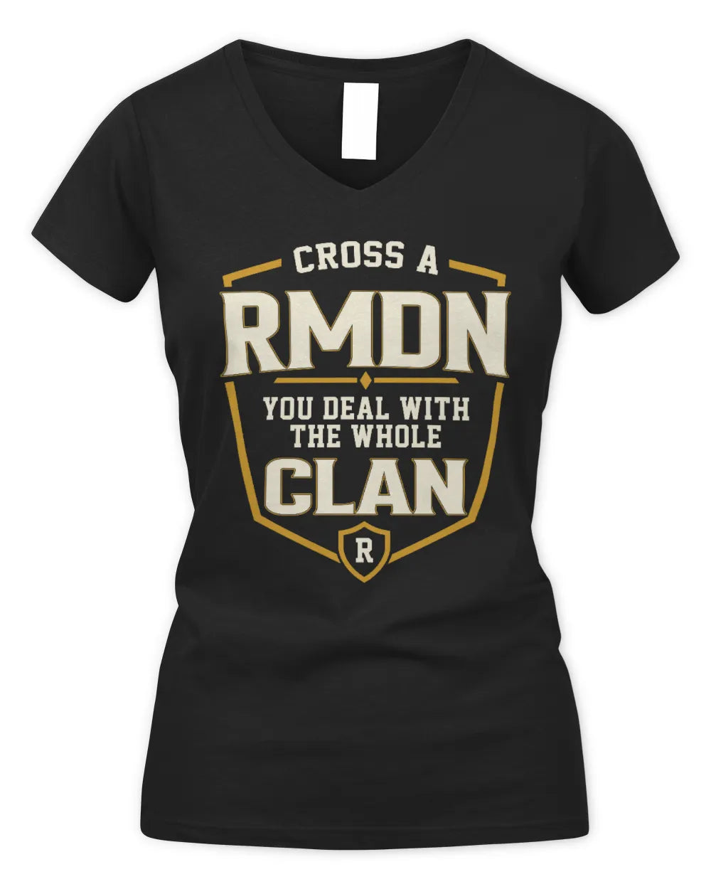 RMDN NT1-K008 Cross A/An NAME, You Deal With the Whole Clan | Personalized Vintage T-Shirt - Women's V-Neck T-Shirt - Black
