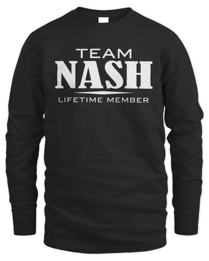 NASH BL62-K4-128 - Personalized “Team NAME Lifetime Member” - Men's Long Sleeved T-Shirt - Black