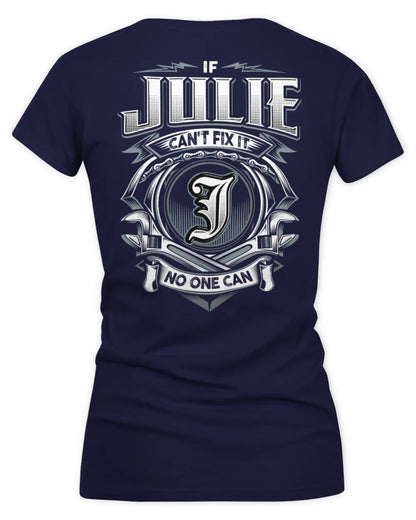 JULIE AP81-K4-626 - Personalized Ahmed Quote Apparel “If Ahmed Can't Fix It, No One Can” - Women's V-Neck T-Shirt - Navy