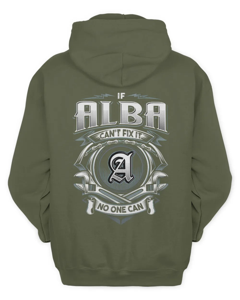 ALBA AP81-K4-626 - Personalized Ahmed Quote Apparel “If Ahmed Can't Fix It, No One Can” - Unisex Hoodie - Military Green