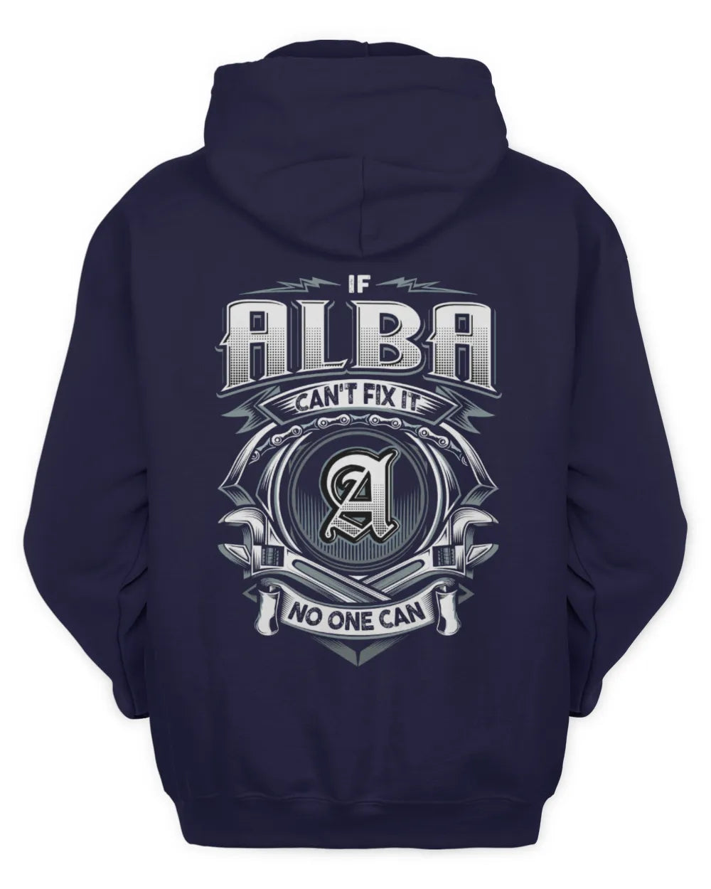ALBA AP81-K4-626 - Personalized Ahmed Quote Apparel “If Ahmed Can't Fix It, No One Can” - Unisex Hoodie - Navy