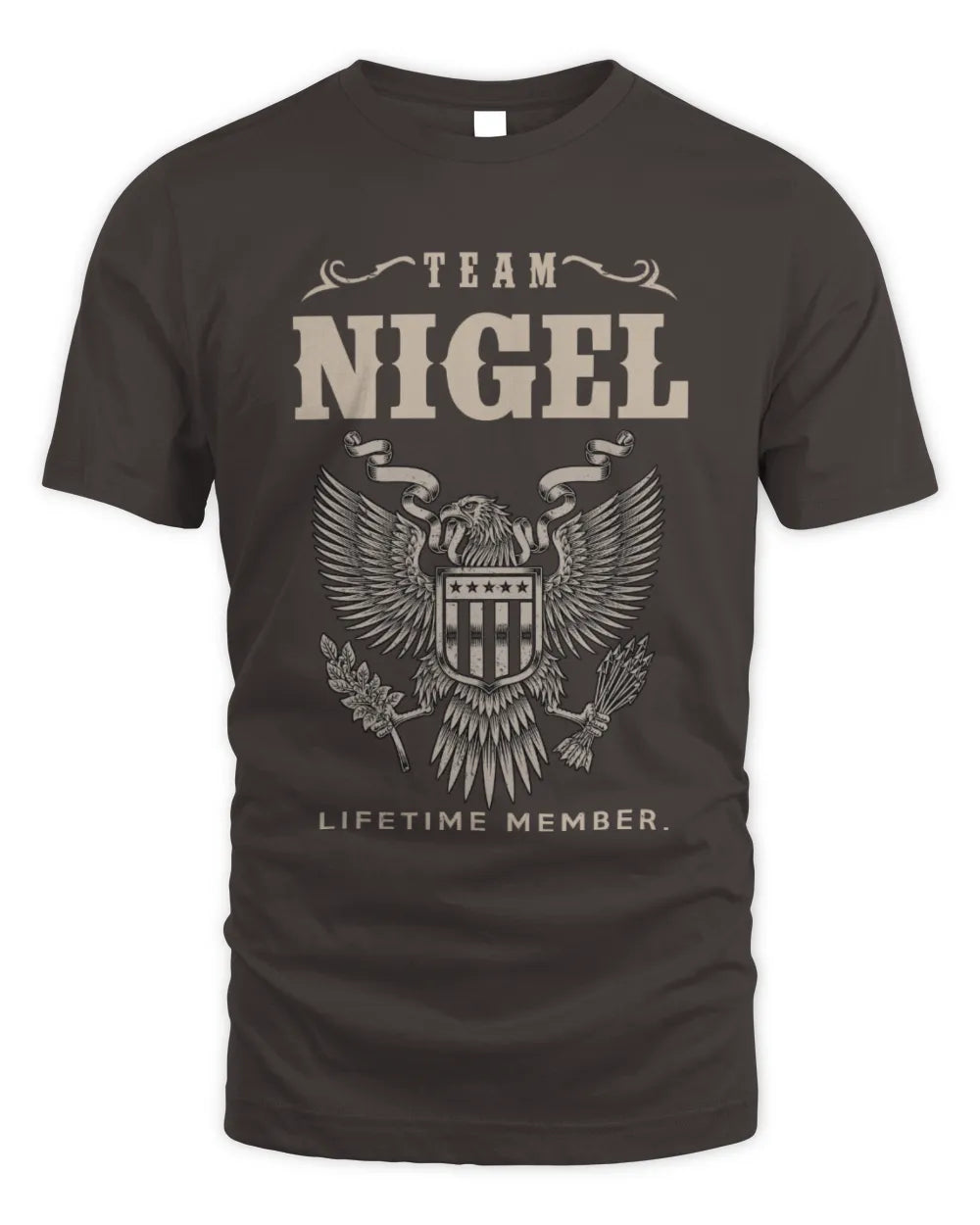 NIGEL TP06-K82 – Personalized Classic Style Apparel “Team NAME Lifetime Member” - Unisex Standard T-Shirt - Dark Chocolate